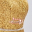 พร้อมเช่า ชุดราตรียาว ไหล่เฉียง สี Champagne ปักเลื่อมทั้งตัว แต่งคริสตัลช่วงคอ