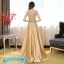 พร้อมเช่า ชุดราตรียาว แขนกุด แต่งลูกไม้ฉลุ ผาคาดเอวซาติน สีทอง สวยเรียบหรู