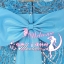 พร้อมส่ง ชุดราตรียาว สีฟ้า เนื้อผ้าปักเลื่อมสวย แต่งคริสตัลและโบว์ที่เอว