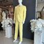พร้อมเช่า ชุดสูทชาย สีเหลืองพาสเทล 1 กระดุม (พร้อมเสื้อกั๊ก) ผ้า Cotton twill 100% ทอลายในตัว