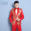 Pre-order ชุดสูทจีนชาย สีแดงปกคอแดง พิมพ์ลายกราฟฟิก