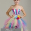 พร้อมเช่า ชุดแฟนซี เกาะอก ชุดราตรีสั้น สายรุ้ง Rainbow น่ารักมากมาย กระโปรงสีสวย