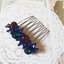 Aznavour หวีสับ&หวีเสียบเซลลูโลสแต่งคริสตัล Swarovski (Deep blue)