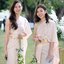 เช่า ชุดไทย ชุดเพื่อนเจ้าสาว ชุดไทยผ้าถุงสีครีมทอง สไบสีครีมแชมเปญ