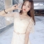 Pro-order เดรสสวย ถ่ายพรีเวดดิ้ง สวยหวาน ลูกไม้ (ซิปหลัง)