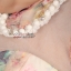 พร้อมเช่า ชุดแฟนซี ชุดราตรีสั้น หวานแบบ Vintage ผ้าโปร่งลายดอกไม้ กระโปรงผ้าแก้วสีขาว สวยหวาน