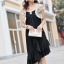 เสื้อคลุมชุดราตรีลูกไม้ลายดอกไม้ สีมิ้นต์ แต่งเกสรมุกสวยหรู