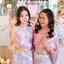 เช่า ชุดไทย ชุดเพื่อนเจ้าสาว ชุดไทยผ้าถุงสีเทาชมพูเงิน สไบเรียบสีกลีบบัว