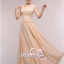 พร้อมเช่า ชุดราตรียาว สีครีม Champagne แต่งลูกไม้ฉลุ กระโปรงผ้าชีฟองพลิ้วสวย