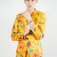 พร้อมเช่า ชุดสูทจีนชาย สีเหลืองทอง พิมพ์ลายกราฟฟิก สไตล์จีน *ไม่มีเสื้อกั๊ก*