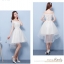 พร้อมเช่า เดรสขาว พรีเวดดิ้ง สวยหวาน กระโปรงตาข่าย ตัวชุดลูกไม้&แต่งโบว์ช่วงเอว (ซิปหลัง)