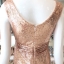 พร้อมเช่า ชุดราตรียาว แขนกุด สี Rose Gold แต่งเลื่อมทั้งตัว จับจีบช่วงเอว สวยหรู (ซิปหลัง)