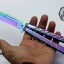มีดบาลีซอง Balisong มีดควง มีดปีกผีเสื้อ สีรุ้งอะโนไดซ์ ขนาด 9 นิ้ว BLA008