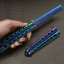 มีดบาลีซอง Balisong มีดควง มีดปีกผีเสื้อใบเป็นหวีสีรุ้ง BLA035