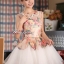 พร้อมเช่า ชุดแฟนซี ชุดราตรีสั้น หวานแบบ Vintage ผ้าโปร่งลายดอกไม้ กระโปรงผ้าแก้วสีขาว สวยหวาน