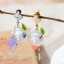 Nuance Korea ต่างหู ตุ้มหูเกาหลีหอยทากน้อยน่ารักแต่งใบไม้หินสีส้ม - ทอง