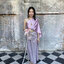 เช่า ชุดไทย ชุดเพื่อนเจ้าสาว ชุดไทยผ้าถุงสีเทาชมพูเงิน สไบเรียบสีกลีบบัว