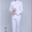 พร้อมเช่า ชุดสูทจีนชาย สีขาวล้วน คอปีน แขนยาว สไตล์จีน