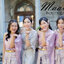 เช่า ชุดไทย ชุดเพื่อนเจ้าสาว ชุดไทยผ้าถุงสีเทาชมพูเงิน สไบเรียบสีกลีบบัว