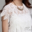 พร้อมส่ง ชุดเดรสสั้น ลูกไม้สีขาว ผ้าชีฟองชายย้วย ทรงผีเสื้อ (ฟรีไซส์)