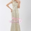 พร้อมเช่า ชุดราตรียาว ไหล่เฉียง สี Champagne ปักเลื่อมทั้งตัว แต่งคริสตัลช่วงคอ