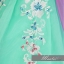 พร้อมเช่า ชุดแฟนซี ชุดราตรียาว เกาะอก สีเขียวมิ้นต์ แต่งลูกไม้ ลาย Polkadot