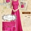 พร้อมส่ง ชุดราตรียาว สีชมพู Hot Pink ปักลูกไม้แต่งเลื่อม ด้านหลังเป็นแบบซีทรู กระโปรงผ้าซาติน ชายยาว