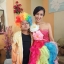 พร้อมเช่า ชุดแฟนซีสั้น ชุดราตรี ไหล่เฉียง สีรุ้ง กระโปรงระบายฟูสวย ฟรุ้งฟริ้ง