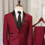 พร้อมเช่า ชุดสูททักซิโด้ สีเบอร์กันดี ปกกล้วย Tuxedo Suit with Shawl Collars (พร้อมเสื้อกั๊ก)