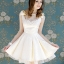 พร้อมเช่า ชุดราตรีสั้น แขนกุด สีครีม สวยเก๋แบบ Vintage แต่งโบว์ที่ไหล่ กระโปรงจับจีบทรง A (เหลือเฉพาะไซส์ S , M) **ชุดจริงดูรูปชุดล่างสุด**