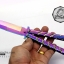 มีดบาลีซอง Balisong มีดควง มีดปีกผีเสื้อ สีรุ้งอะโนไดซ์ ขนาด 9 นิ้ว BLA008