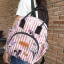 กระเป๋าเป้ผ้า HANDMADE มีกระเป๋าหน้าลายดอกกุหลาบสีแดง