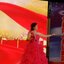 พร้อมเช่า ชุดแฟนซี ชุดราตรียาว ไหล่เฉียง สีชมพู กระโปรงระบายย้วย แต่งดอกไม้