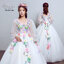 พร้อมเช่า ชุดแฟนซี ชุดราตรียาว สีขาว แขนยาว แต่งดอก Fairy สไตล์เจ้าหญิง กระโปรงพองสวย เชือกผูกหลัง