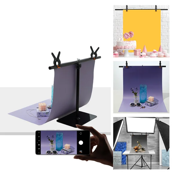 ขาตั้งฉากถ่ายรูปสินค้า แบบตั้งโต๊ะ 60x80cm พร้อมตัวหนีบฉาก ขาตั้งหนีบฉากถ่ายภาพ อลูมิเนียม image 4 ขาตั้งฉากถ่ายรูปสินค้า แบบตั้งโต๊ะ 60x80cm พร้อมตัวหนีบฉาก ขาตั้งหนีบฉากถ่ายภาพ อลูมิเนียม image 4