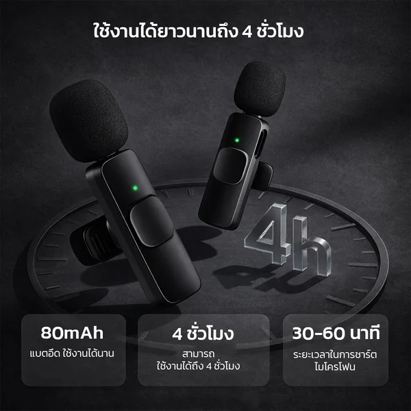 ไมโครโฟนไร้สายแบบหนีบปกเสื้อ 2-in-1 Professional Wireless Microphone รุ่น K8 / K9 image 2 ไมโครโฟนไร้สายแบบหนีบปกเสื้อ 2-in-1 Professional Wireless Microphone รุ่น K8 / K9 image 2