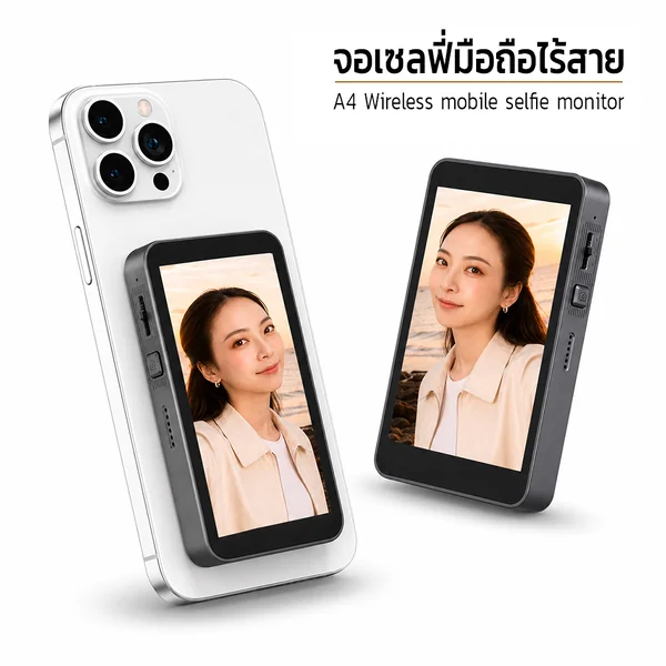 จอเซลฟี่มือถือไร้สายรุ่น A4 Magsafe ในตัว กล้องหลังคมชัดความละเอียด 480x800 พิกเซล ควบคุมระยะไกลได้ 10 เมตร image 2
