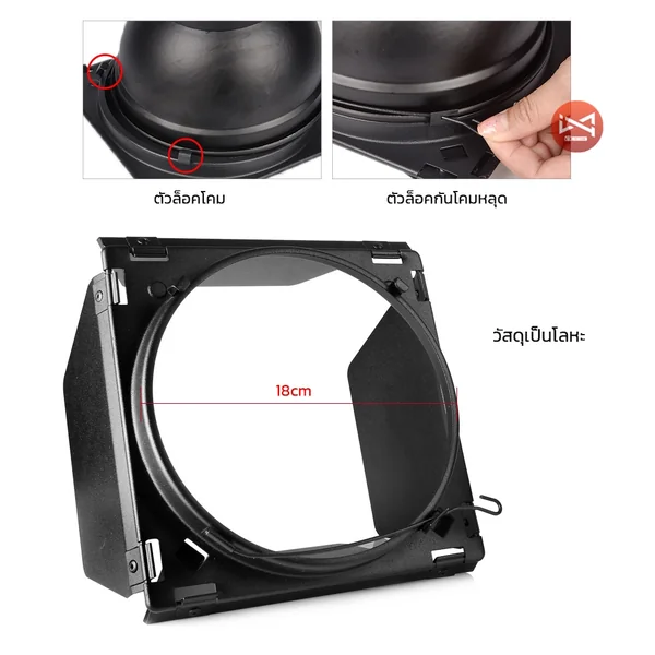 Barndoor บานดอร์อุปกรณ์ควบคุมทิศทางแสงไฟ LED และ Flash สำหรับการถ่ายภาพและวีดีโอ image 2