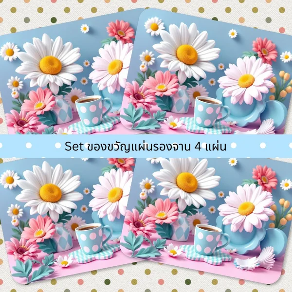 **Pre-order** เซ็ตของขวัญแผ่นรองจานลายดอกเดซี่ 4 แผ่น ช่วยโต๊ะมีชีวิตชีวา