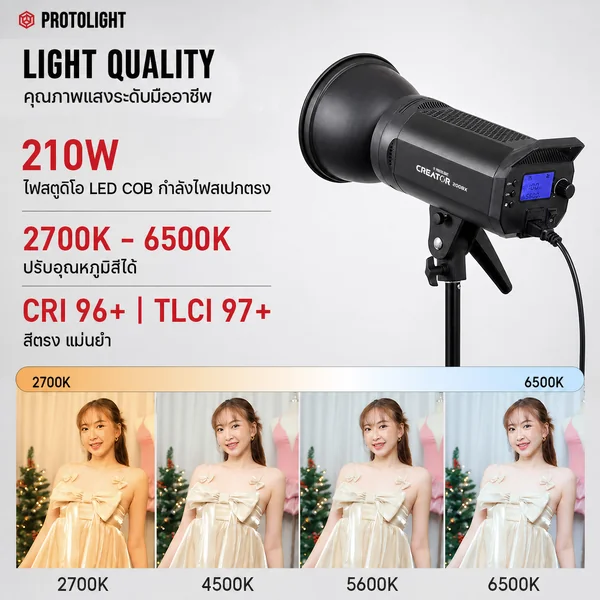 ชุดเซ็ตไฟไลฟ์สด PROTOLIGHT Creator 200BX Creator Lantern Kit 1 ชุดไฟสตูดิโอ 210W พร้อม Softbox ขาตั้ง image 3 ชุดเซ็ตไฟไลฟ์สด PROTOLIGHT Creator 200BX Creator Lantern Kit 1 ชุดไฟสตูดิโอ 210W พร้อม Softbox ขาตั้ง image 3