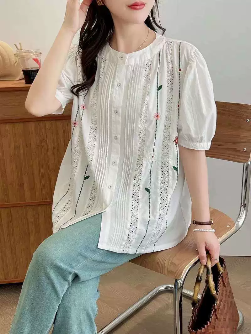 เสื้อผ้าฝ้ายลายปักแต่งผ้าลูกไม้