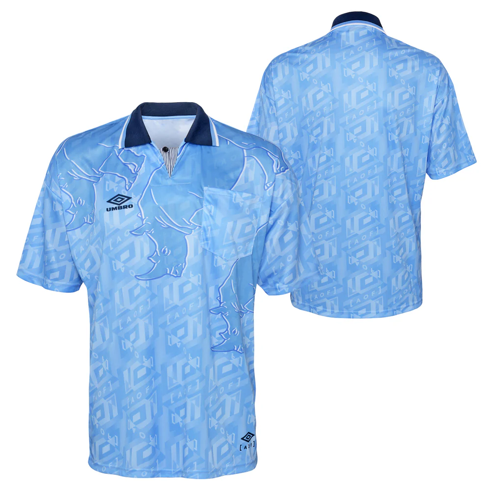 เสื้อฟุตบอล UMBRO x AOF ชุดคอลเลคชั่น Endangered Species 2022 The Sky Blue 'Rhino' ใหม่ M-Size / UMBRO x AOF Football Shirt Endangered Species 2022 The Sky Blue 'Rhino' Jersey NEW M-Size