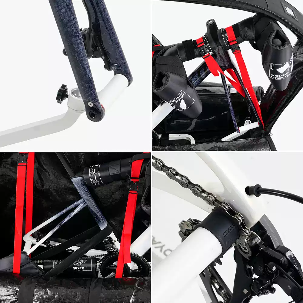 NOOYAH BK015 Pro Bike Travel Case – No Need to Remove Handlebars or Pedals | Full 16-Piece Protection Kit