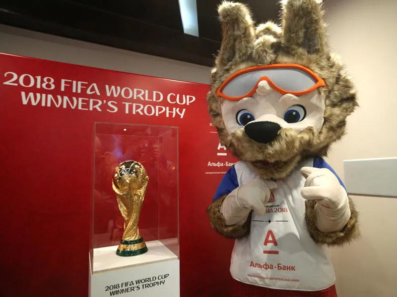 หมวก การแข่งขันฟุตบอลโลก - มาสค็อต (ซาบิวาก้า) ฟุตบอลโลก รัสเซีย 2018 ใหม่ / WORLD CUP International Football Tournament Plush Toy Hat - WORLD CUP RUSSIA 2018 MASCOT (ZABIVAKA) NEW