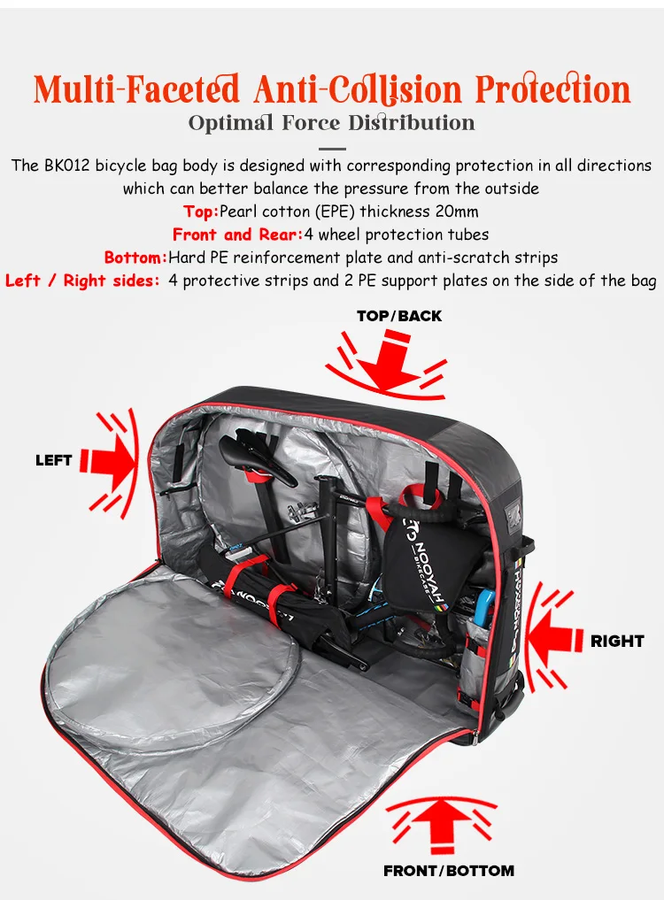 NOOYAH BK012 กระเป๋าจักรยานเดินทาง ป้องกันครบ 8 จุด | รองรับทุกประเภท