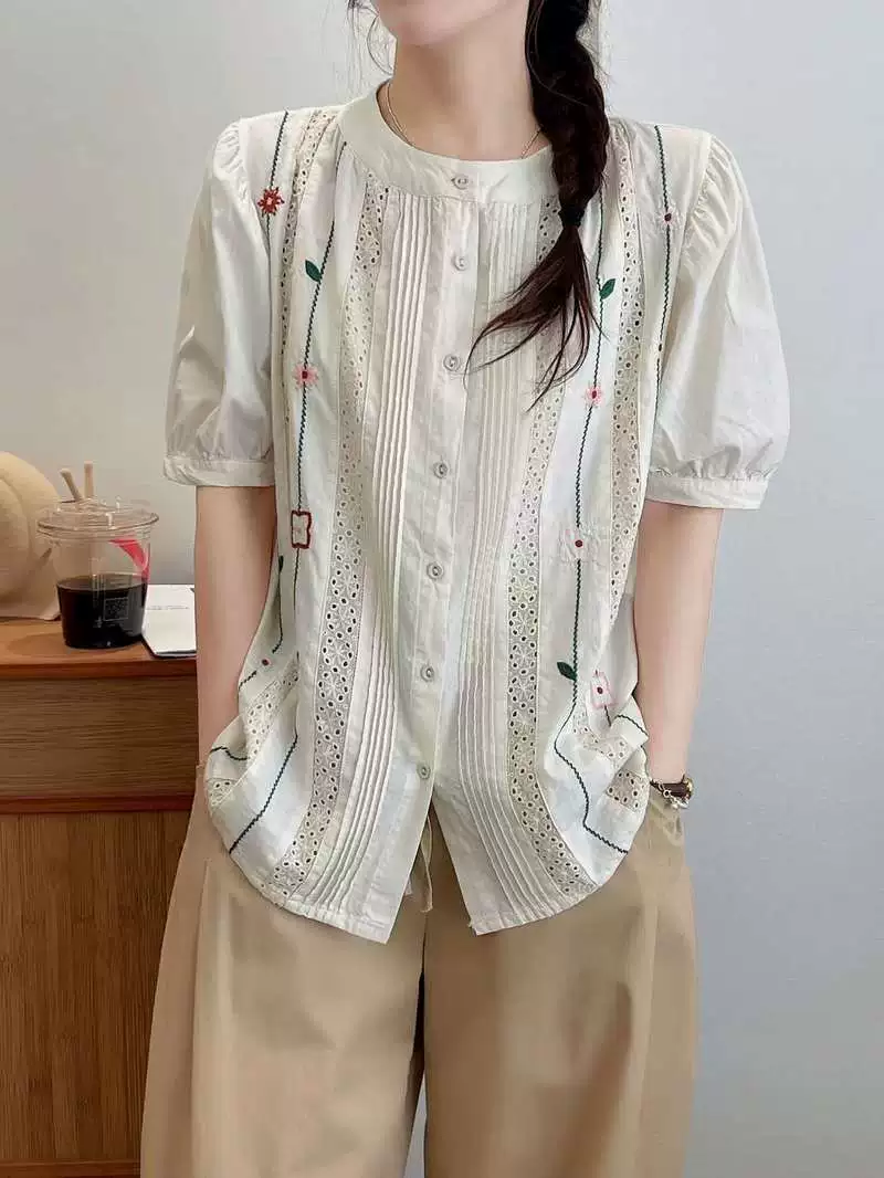 เสื้อผ้าฝ้ายลายปักแต่งผ้าลูกไม้